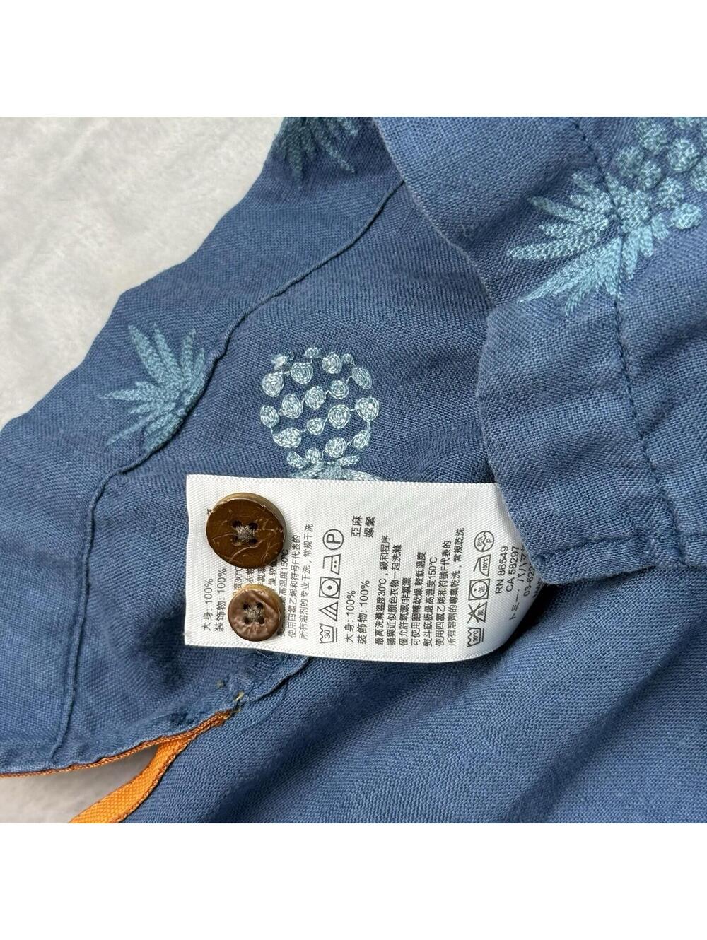 Tommy Bahama Linen Shirt Pineapple Print Blue Original Fit Men Size Large Beach - Picture 7 of 9